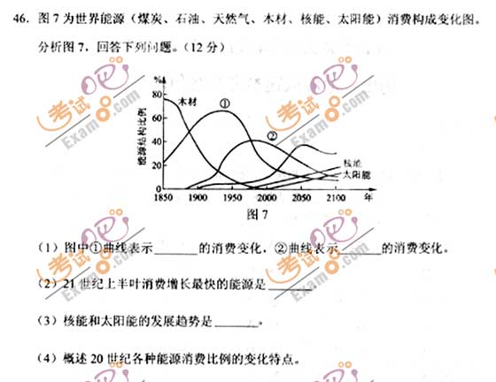 2010成人高考高起点历史地理试题及答案(图7)