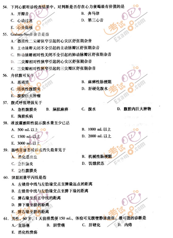 2010成人高考专升本医学综合试题及答案(图7)