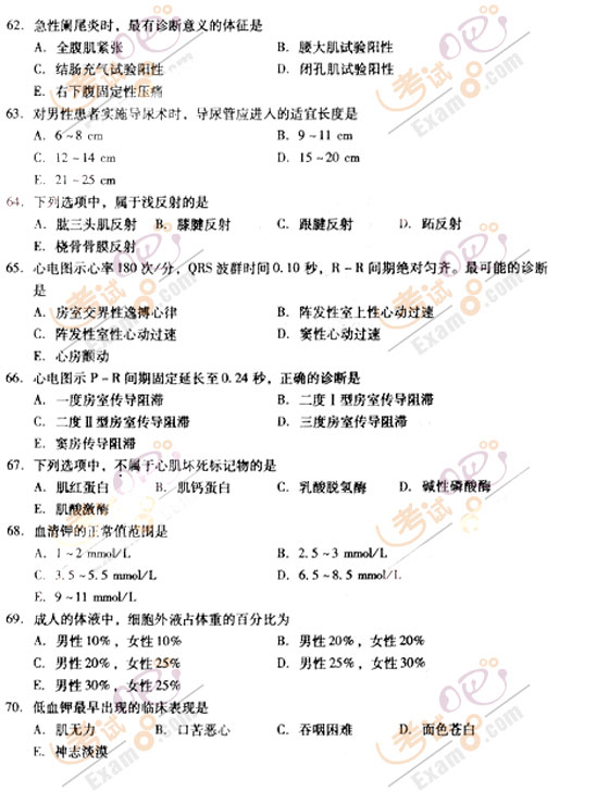 2010成人高考专升本医学综合试题及答案(图8)